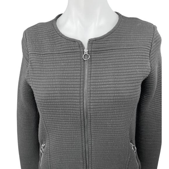 Calvin Klein Women's Black Knit Zip Up Long Sleeve Cardigan Coat Jacket Size XS - Picture 3 of 5